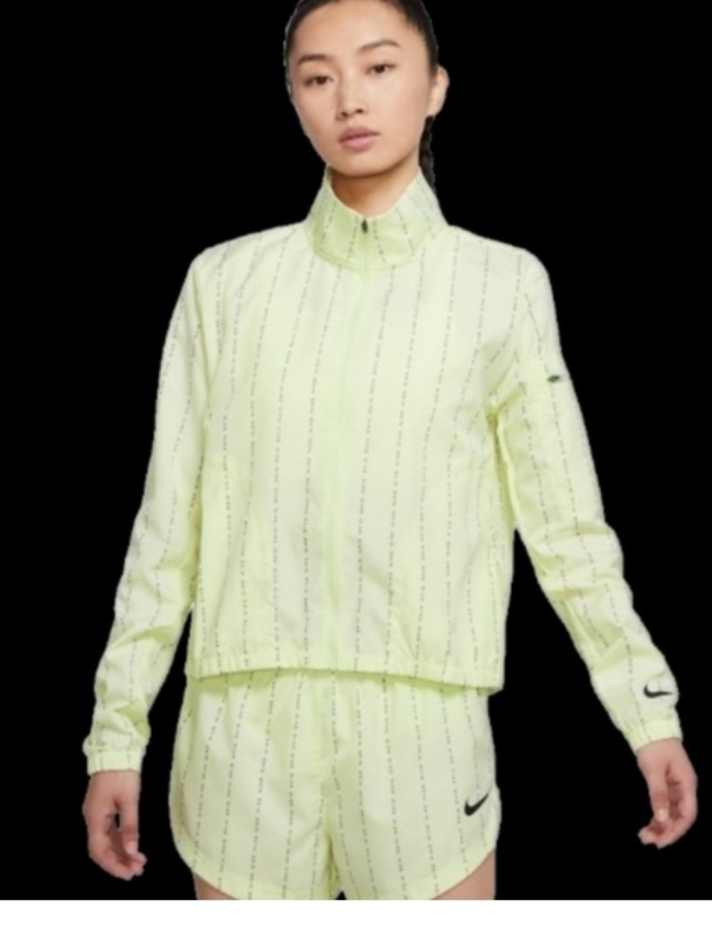 Nike Dri-FIT Icon Clash Pinstripe Barely Volt Windrunner Zip Jacket size XS